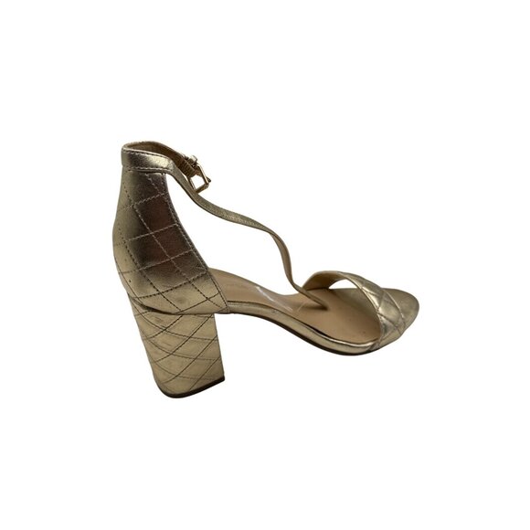 Marc Fisher SIZE 7.5  Gold Quilted Block Heel Sandals Adjustable Ankle Strap - Picture 5 of 8